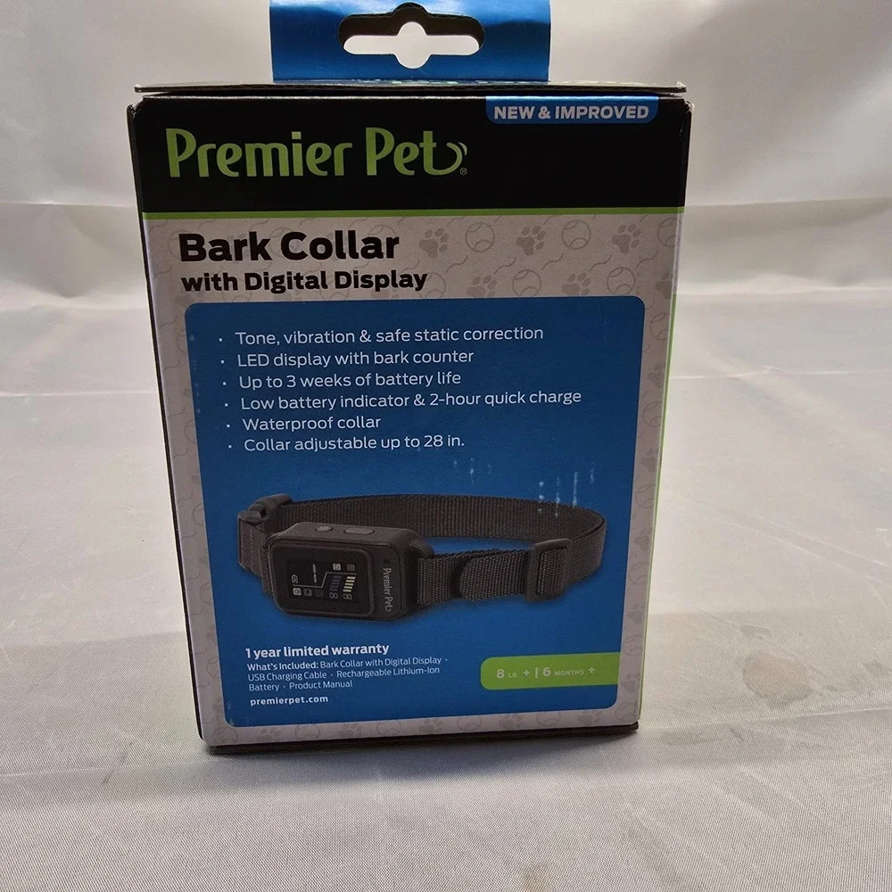 Premier Pet Bark Collar with Digital Display 8+ Lbs 6+‎ Months NEW